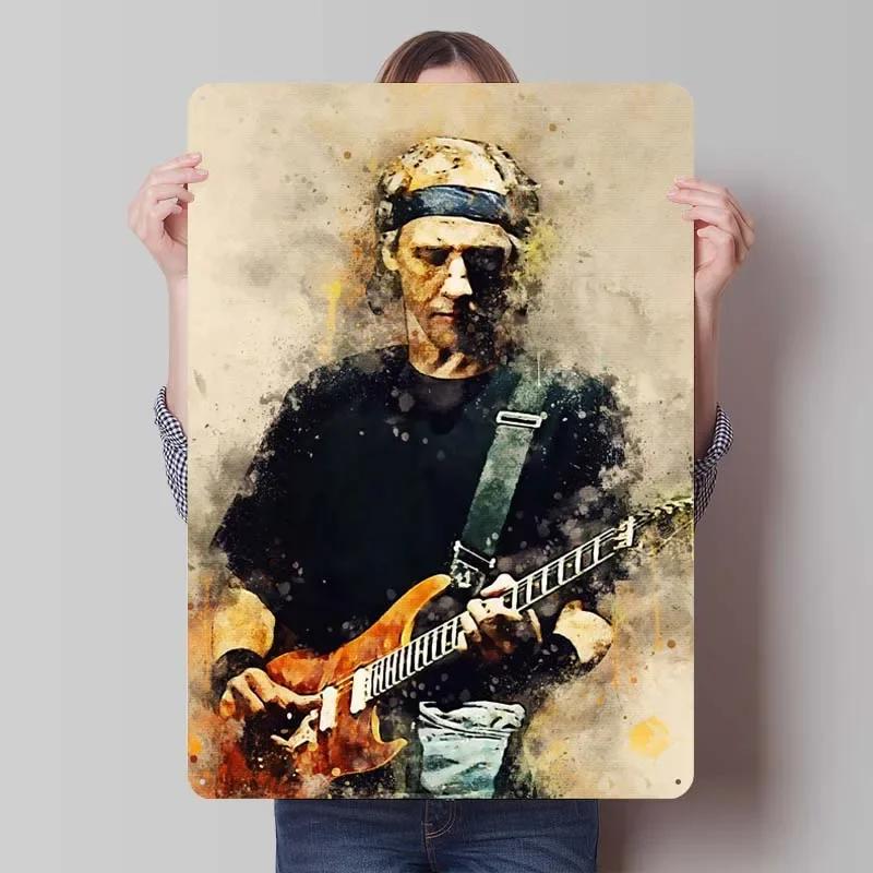 Plaque Métallique Mark Knopfler Affiches Chanteur Décoration Salle de Jeux Homme Plaque Vintage en Tôle pour Décoration Murale Intérieur