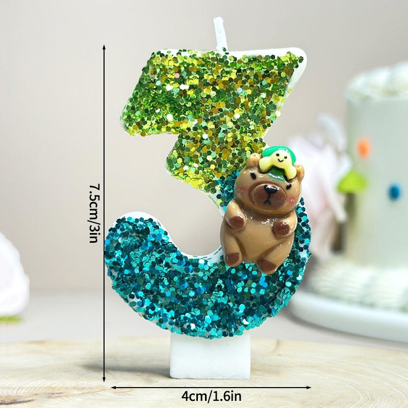 Kawaii Digital Candle Capybara Candle 0-9 Number Birthday Cake Topper Decoration Kapibala Cake Insert for Birthday Baby Shower