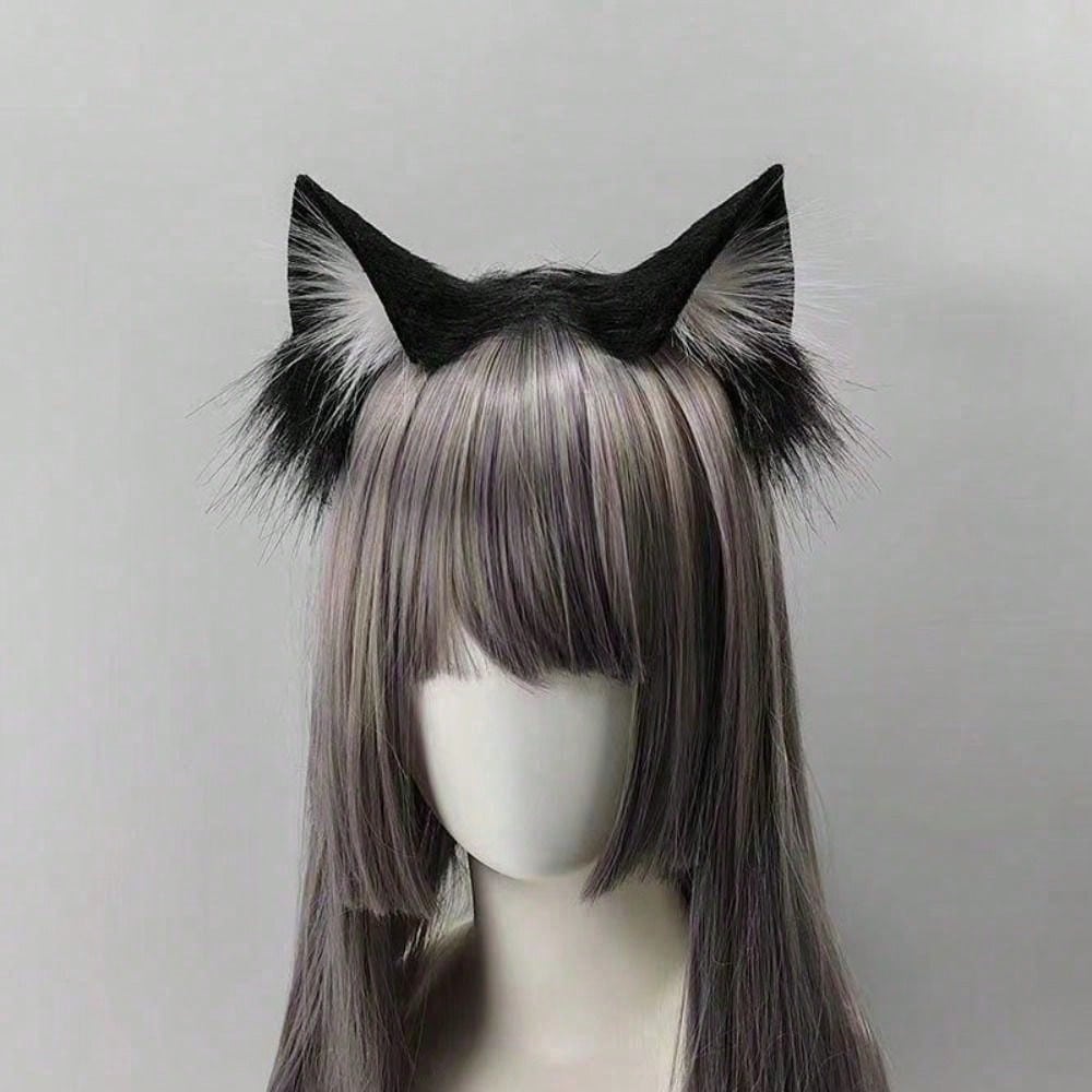 Čelenka do plyšových kočičích uší Dámská Cosplay stuha do vlasů Legrační roztomilá vlasová obruče Lolita