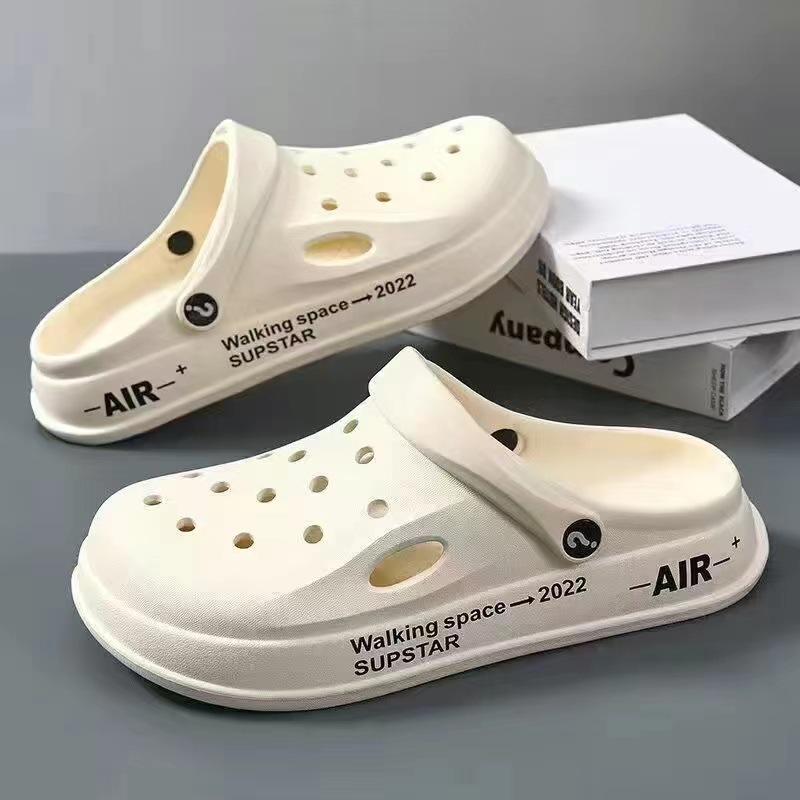 Hole Shoes Men's New Year Couple Platform Slippers Bag Head Sandals Non-slip Casual Soft-soled Beach Shoes Men