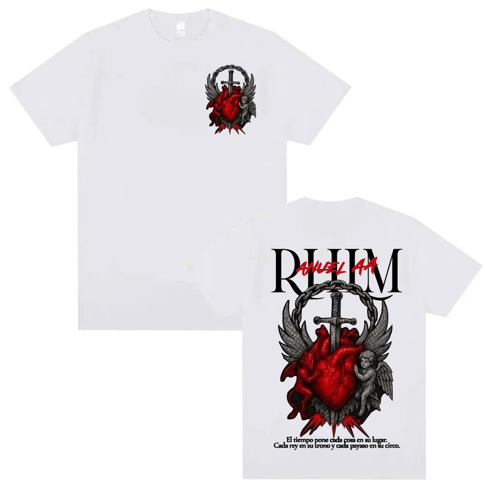 Rapper Anuel AA Rhlm 2 Album Tour Graphic T-shirts Men's Clothing Oversized Hip Hop Short Sleeve Summer O-Neck Comfort T Shirts