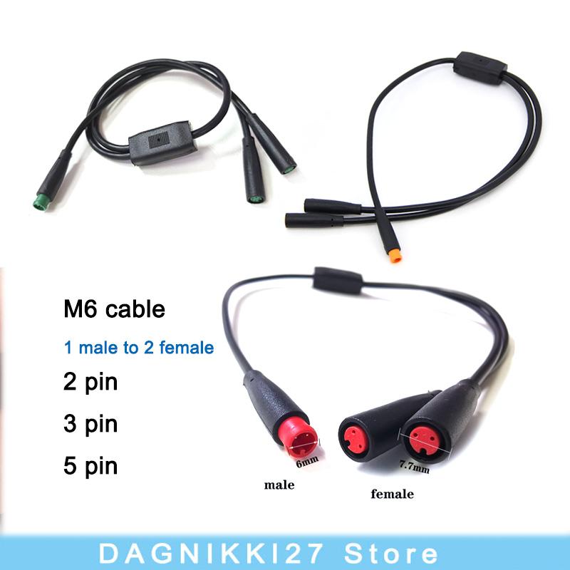 6mm M6 2 3 5 Pin 1 male to 2 female Splitter Julet Electric Butt Cable Plug Connector for ebike waterproof Signal Sensor cord V