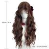 Synthetic Chestnut Brown Wool Curly Wig Languid Lazy Temperament Long Curly Hair Simulation Full Head Cover Wigs for Women Daily