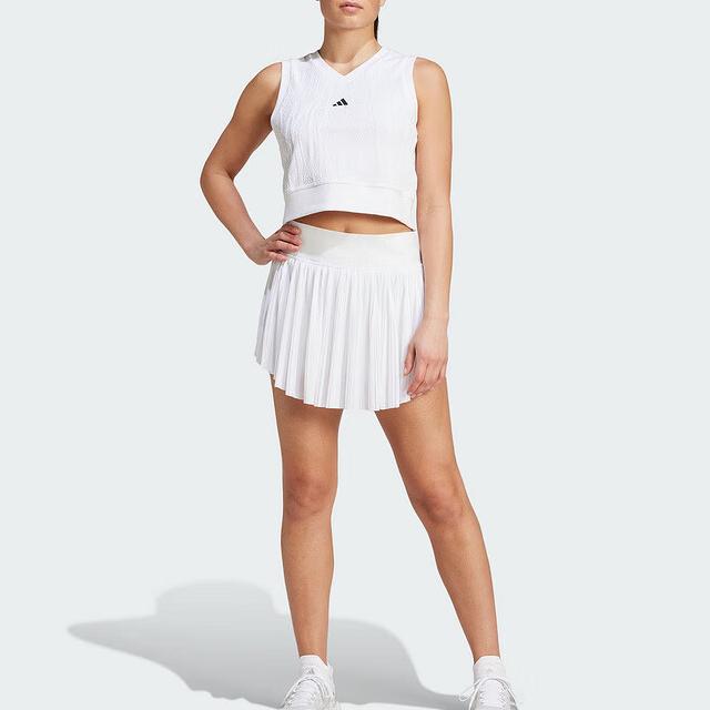 Adidas Solid Color Outdoor Sports Elastic Waist Midrise Casual Skirt Women Bottoms White IT4687