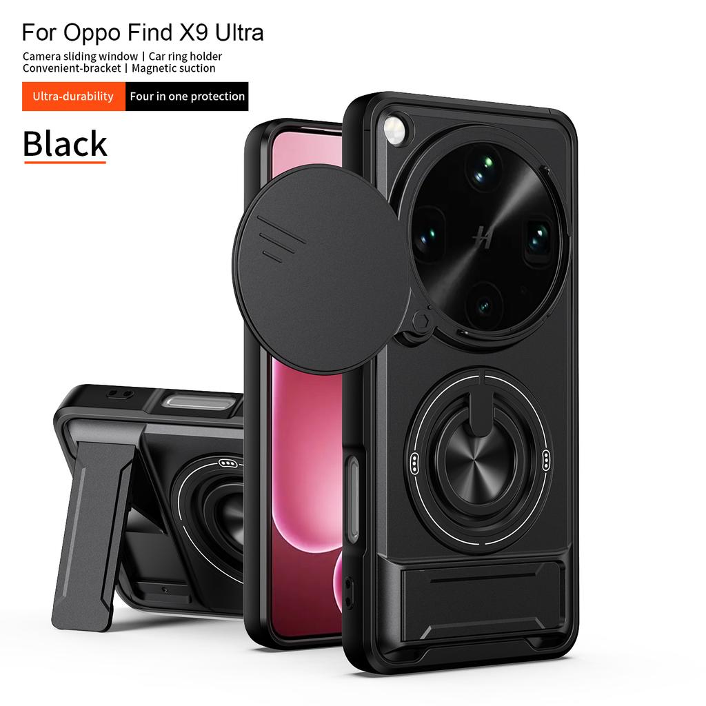 Custodia per OPPO Find X9 Ultra con Supporto Magnetico Protezione Scorrevole per Fotocamera per OPPO Find X8 X9 Pro 5G Cover Corazzata Antiurto per Telefono