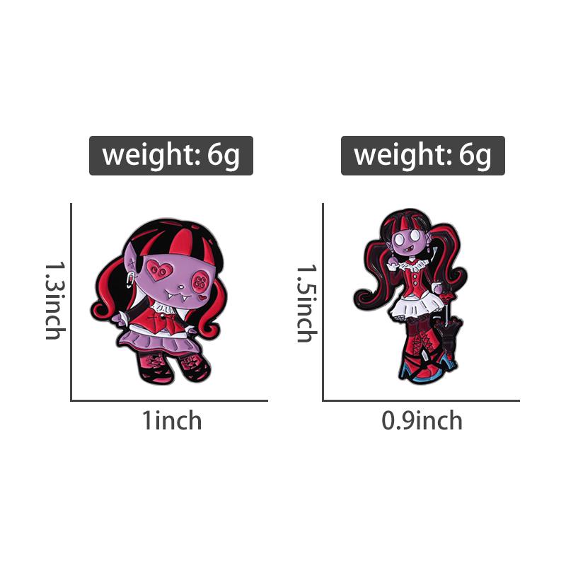 Dark Horror Doll Enamel Pins Custom Magic Girl Brooches Lapel Badges Clothes Gothic Jewelry Gift for Kids Friends