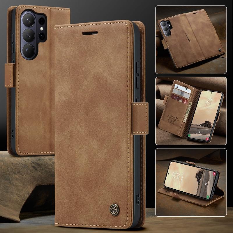CaseMe für Samsung Galaxy S26 Ultra Hochwertig Retro Luxus Magnetischer Flip PU-Leder Handyhülle S26 Plus S26Ultra Brieftaschenabdeckung