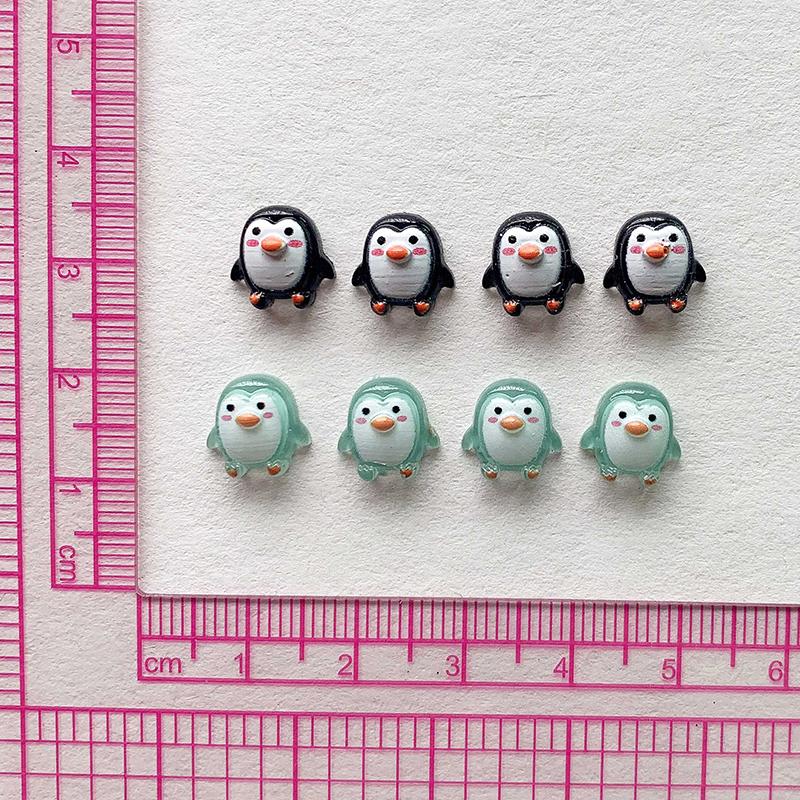50Pcs  Cute Mini Cartoon Penguin Resin Figurine Crafts Flatback Cabochon Ornament Jewelry Making Hairwear Accessories