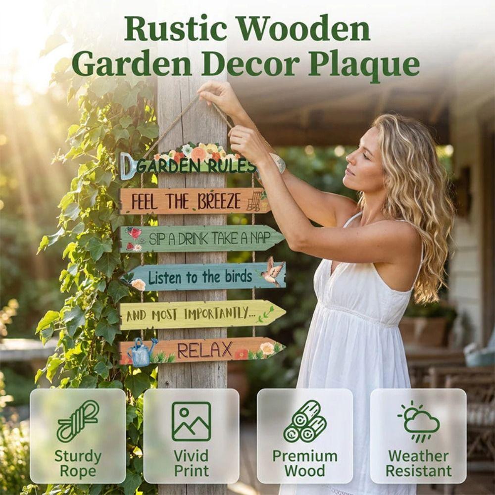 Rustic Style Retro Wooden Sign Ready To Hang Garden Hanging Sign Hanging Wall Plaque  Porch Decor