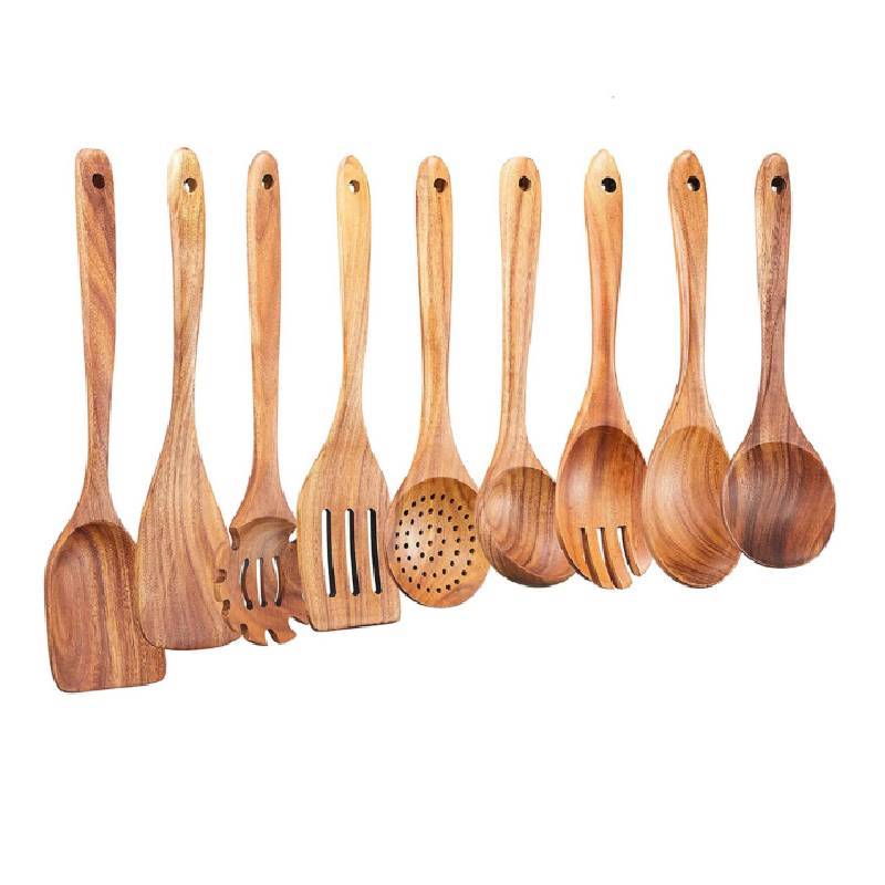 Acacia Wood Kitchen Utensil Set Handles For Home Cooking And Gift