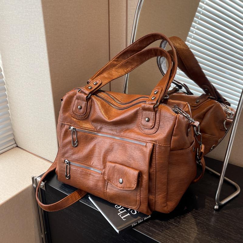 Vintage kabelka tote z PU kůže v evropském stylu Dámská velkokapacitní ležérní kabelka přes rameno crossbody Módní KTY