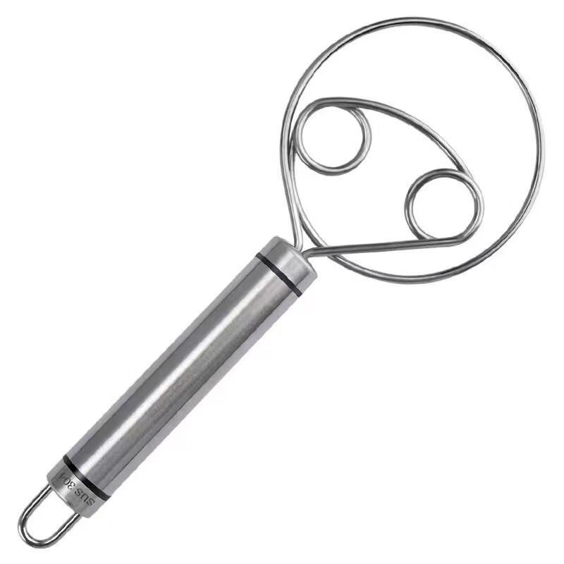 ZISIZ 304 Stainless Steel Double-Loop Dough Whisk