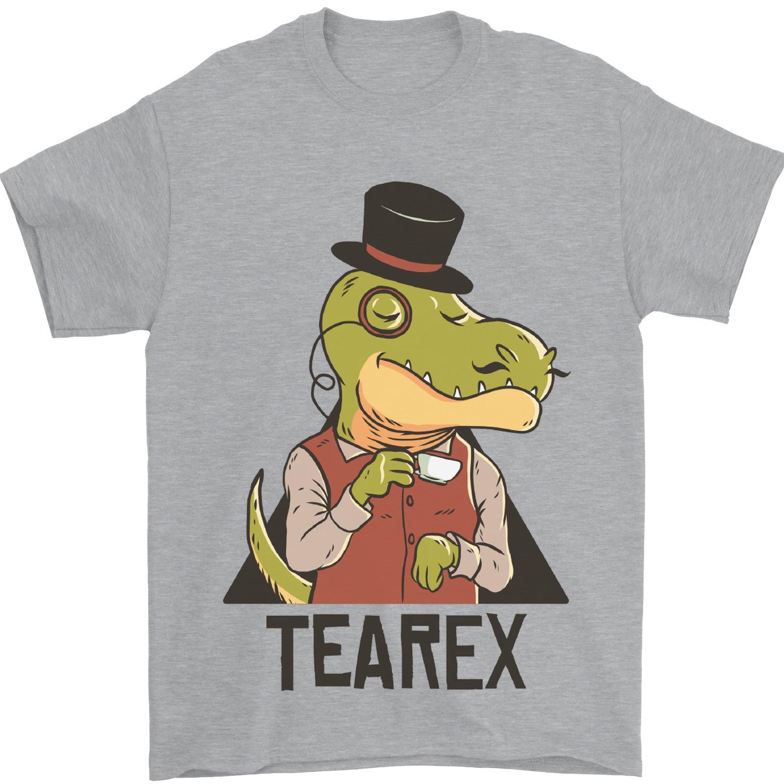 TeaRex Funny T-Rex Dinosaur Tea Drinker Mens T-Shirt 100% Cotton L
