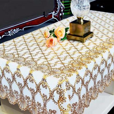 Wasserdichte Tischdecke für den Haushalt, rechteckig, ölbeständig, PVC-Kunststoff-Tischdecke, goldener Bronzing-Druck, Tischdecke, Tischset, Nappe