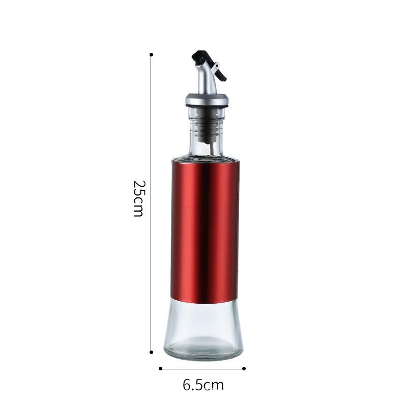 Stainless Steel Glass Oil Bottle Set - Leak-Proof Kitchen Containers for Oil, Soy Sauce, Vinegar, Wine, and Seasonings.