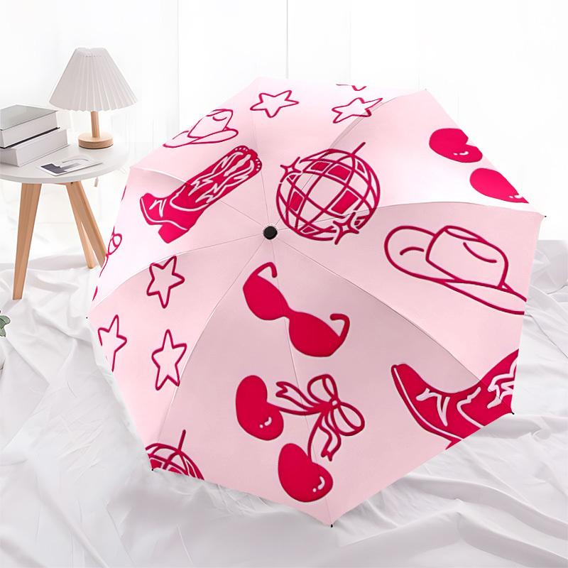 1pc Cowgirl Vibes Automatic Open/close Folding Umbrella, Compact Portable Travel Umbrella, Durable Construction Yy251230139