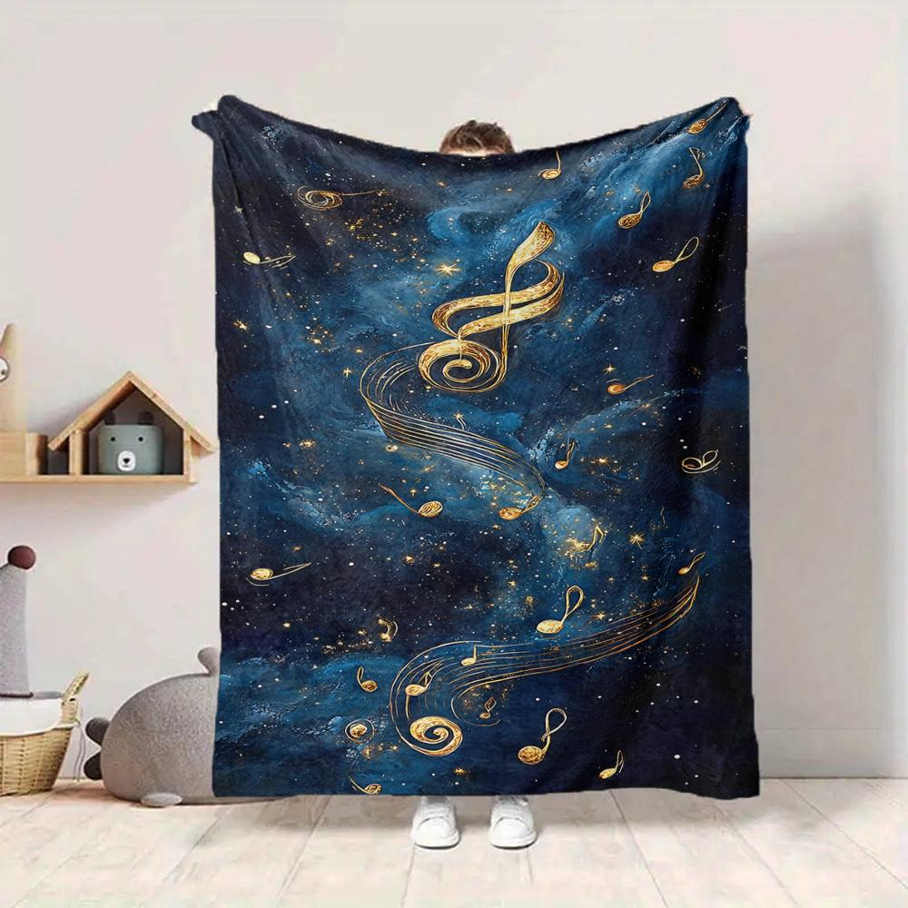 1pc Music Notes Blanket, Lightweight Flannel Throw Blanket for Sofa, Bed, Travel, Camping, Living Room, Office, Couch, Chair, and Bed