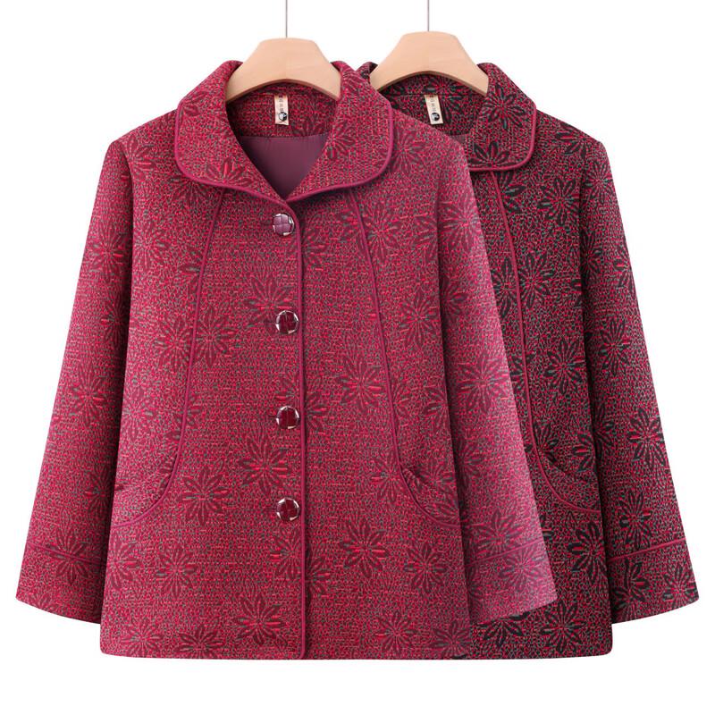 Mid-Aged & Elderly Women's Embroidered Lapel Autumn Jacket