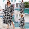 European & American Cotton Print Plus Size Loose Beach Dress Cover-Up for Women