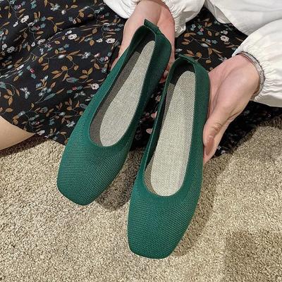 Mode Stretch Strickstoff Schuhe Frühling Neu Damen Flacher Absatz Rutschfest Ballerinas Schuhe Slipper Atmungsaktiver Loafer Weiblichisd34