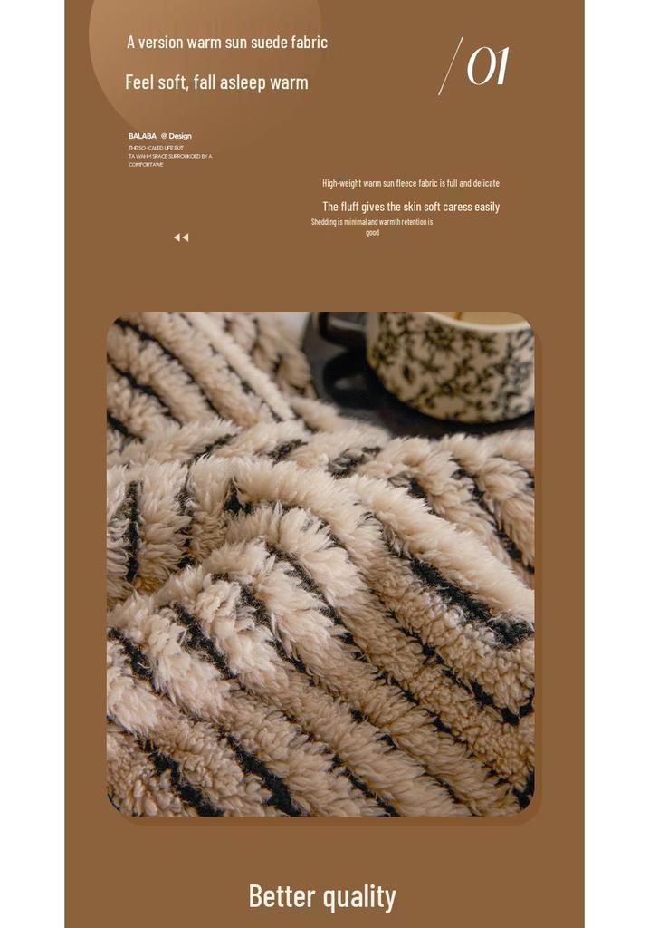 Luxury Warm Fleece Lambswool Double-sided Blanket for Home or Office