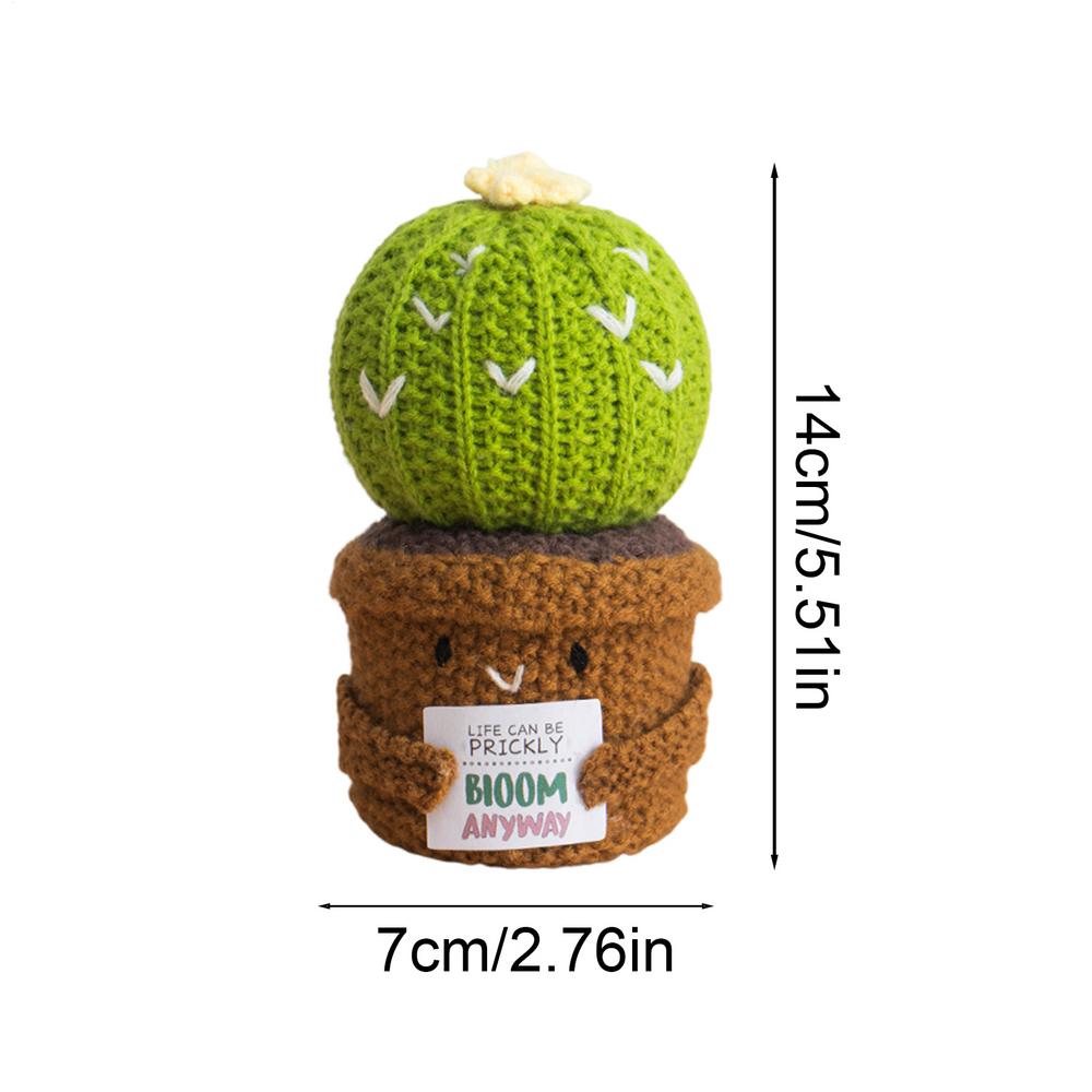 Cute Crochet Emotion Support Knitted Positive Energy Cactus Doll Home Decor Handmade Kintted Pumpkin Ghost Doll Halloween Gift