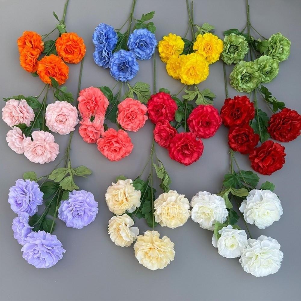 4 Heads Large Peony Artificial Flowers Long Branch Faux Silk Flower Wedding Decoration