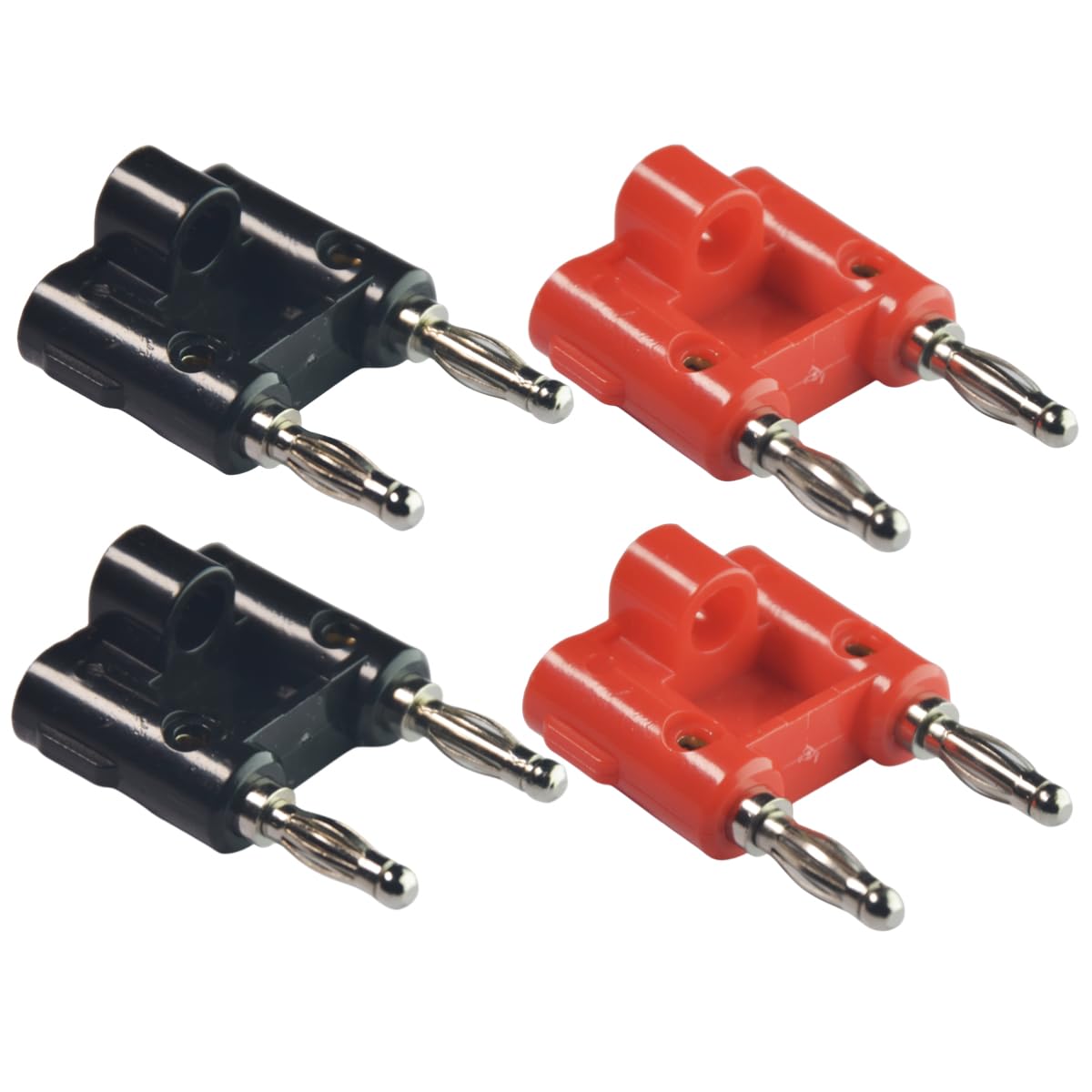 CESS Dual 2-Way Speaker Banana Plug Cable Connector - Banana Dual Plug (4 Pack)