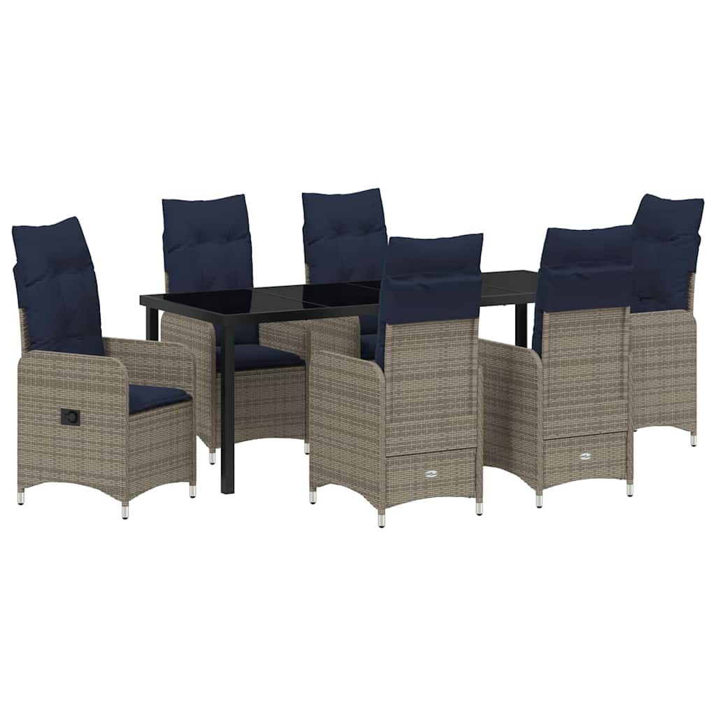 Garden Dining Set 7 Pcs Black Poly Rattan
