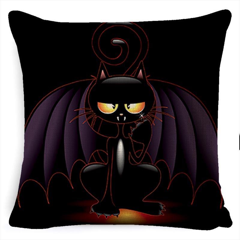 Halloween Pillow Pumpkin Little Witch Horror Cushion Linen Cushion Cover Holiday Party Pillow Cover Bed Backrest