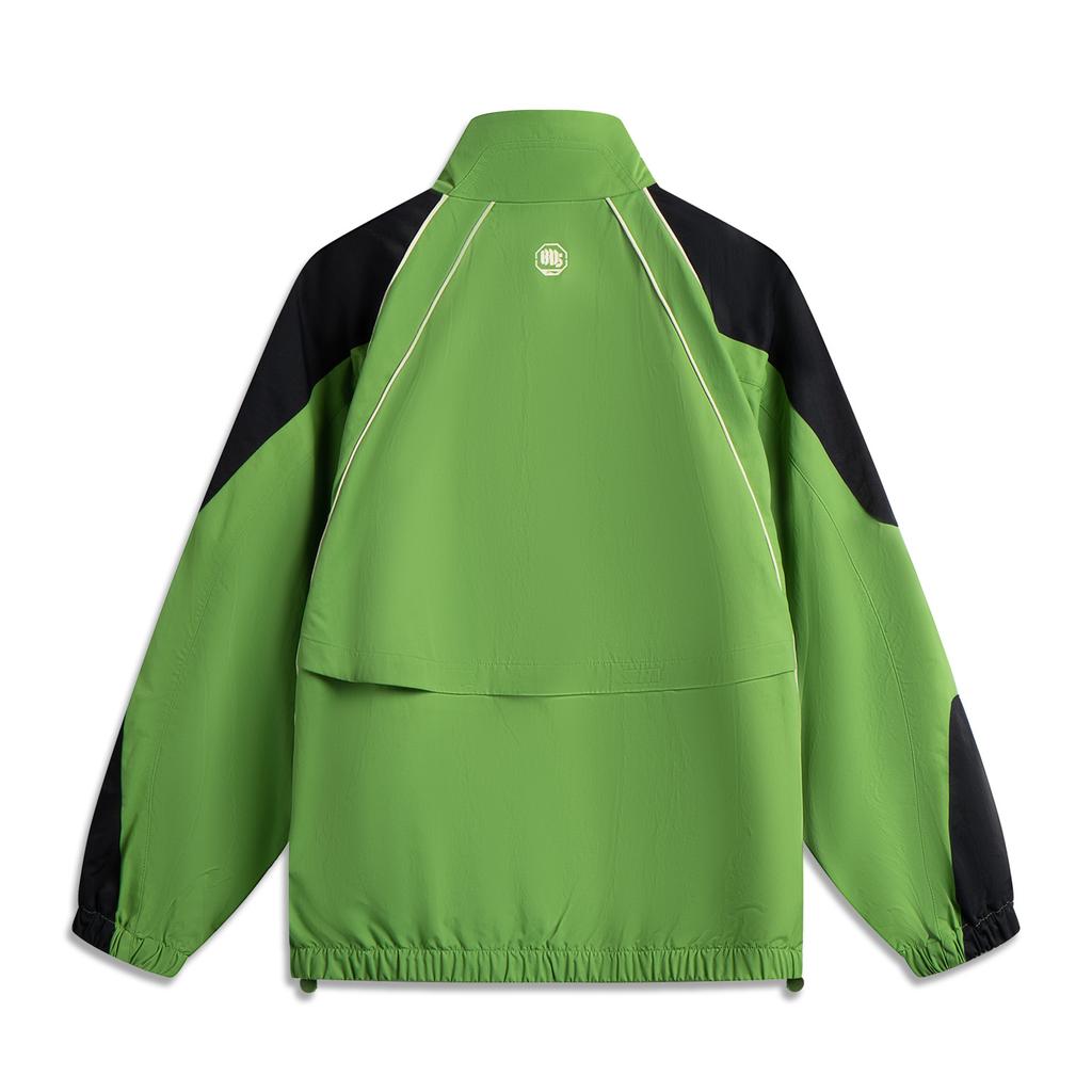 Li Ning Basketball Series Sports Casual Minimalist Color Block Stand Collar Loose Windbreaker Men Outerwear Light-Green AFDV621-1