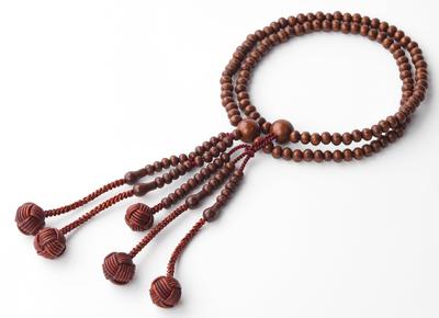 Kongodo Men's Buddhist Prayer Beads (Leather) Wooden Buddhist Prayer Beads, Tamo Leather Prayer Beads (M)