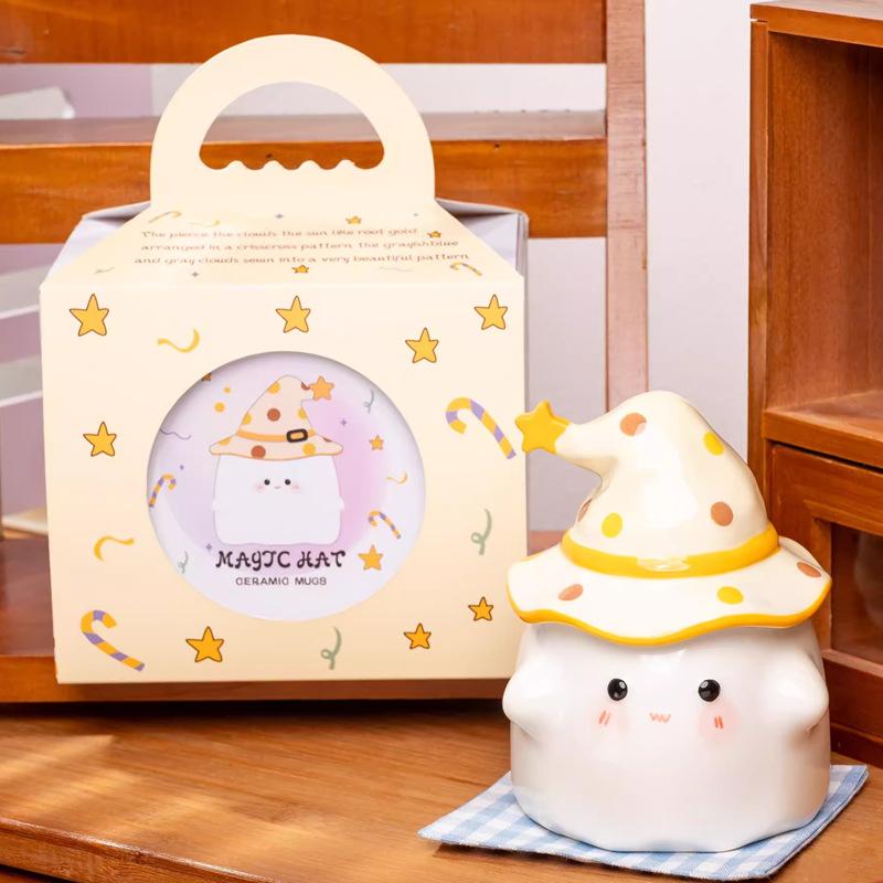 

Странная кружка с крышкой Милая керамическая чашка для воды Подарок на день рождения Кофейная чашка Подарок лучшему другу 350ml