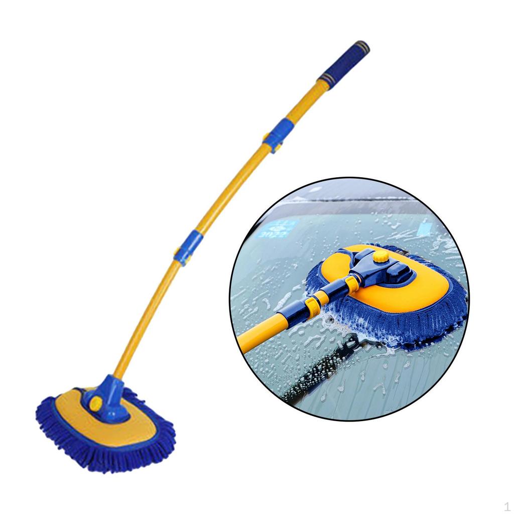 Car Wash Brush Mop, Aluminum Alloy Long Handle Wet and Dry Cleaning for Trailer