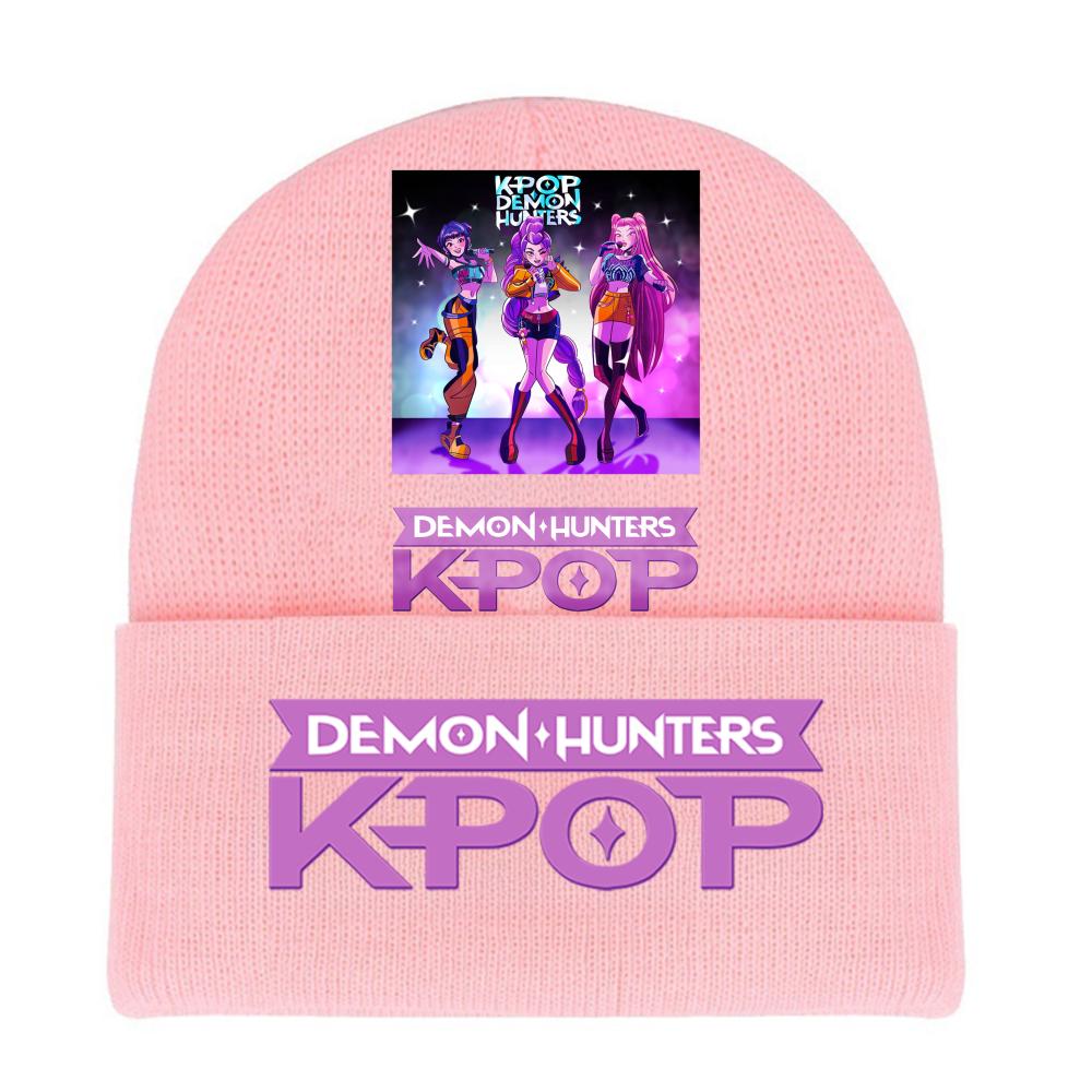 Kpop Demon Hunters HUNTRIX SAJABOYS Letter Printed Rolled-edge Woolen Knitted Cap Thickened Cold Season Adult Hat Fans Birth Date Present