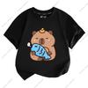 T-shirt Estiva Nuova Tendenza Stampa Capibara Carina per Bambini a Maniche Corte Carina Comoda Versatile T-shirt per Ragazzo e Ragazza