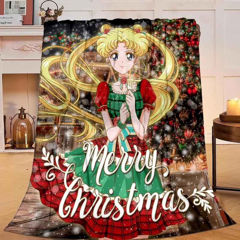1PC Christmas anime Princess Flannel Blanket Gift, Suitable for Both Men And Women, Soft Ideal for Beds And Sofa, Birthday Or Christmas Gift