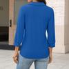 Women's Fashion Casual Lapel Short 3/4 Sleeve Color Shirt Women's Up Tops
