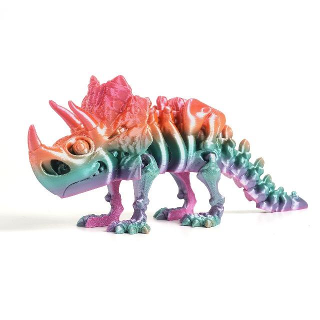 3D Printed Triceratops Rex Figurine – Full Jointed Movable Dinosaur Model, Realistic Desktop Decoration & Birthday Gift