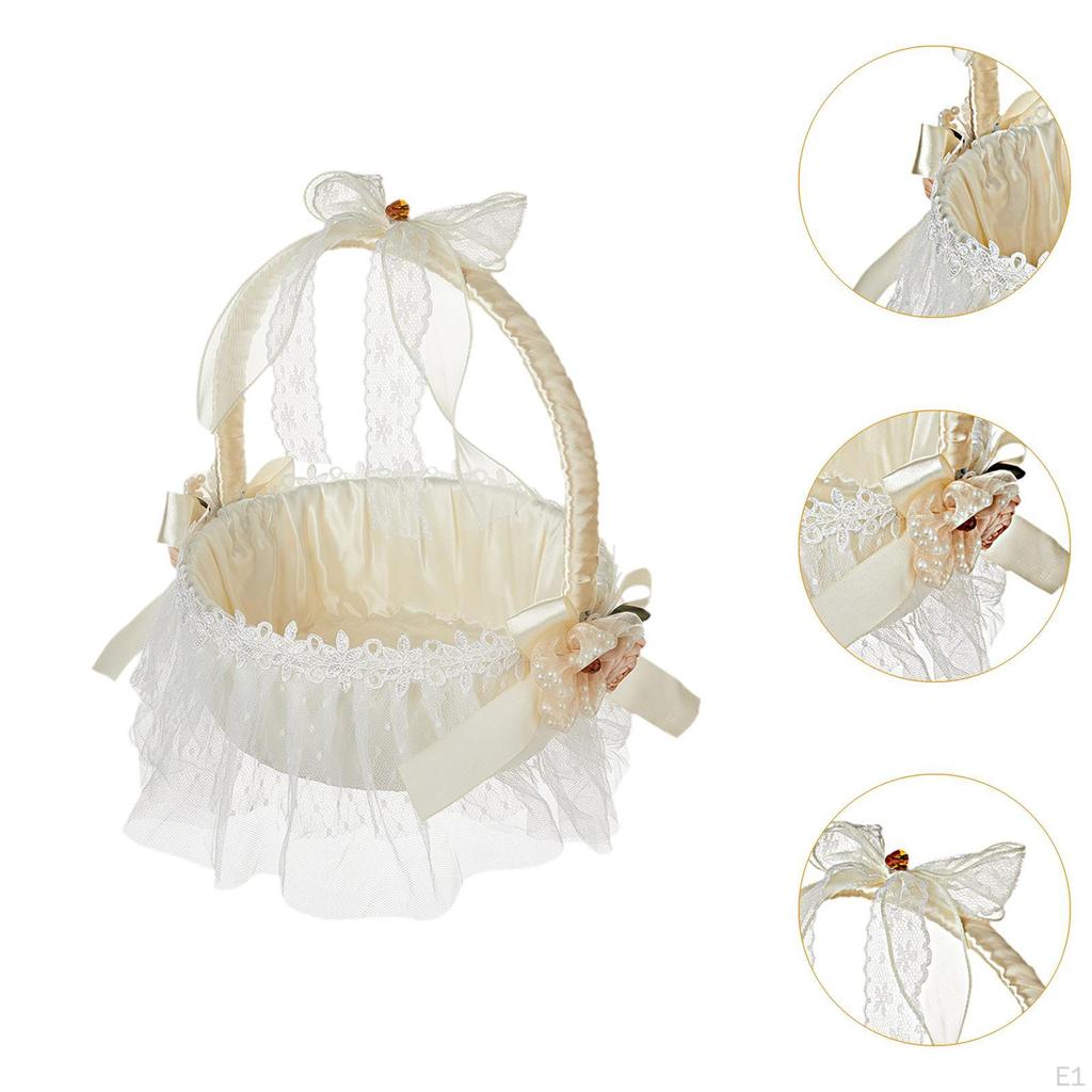 Wedding Flower Girl Basket Fairy Lace Candy Storage for