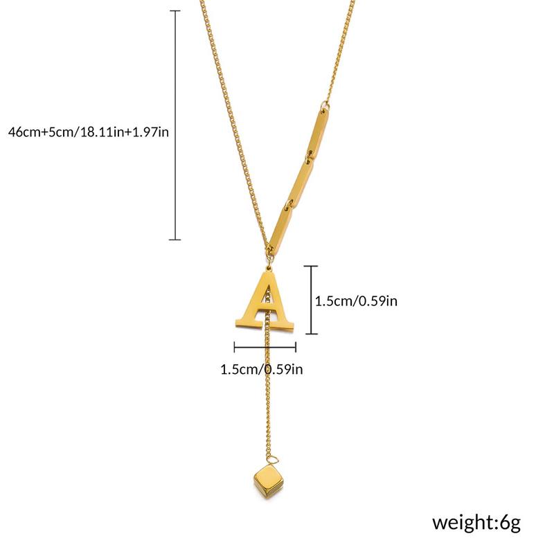 Stainless Steel Metal 26 English Letters Necklace for Women Fashion Gold Color Chain A-Z Alphabet Clavicle Necklace Jewelry Gift
