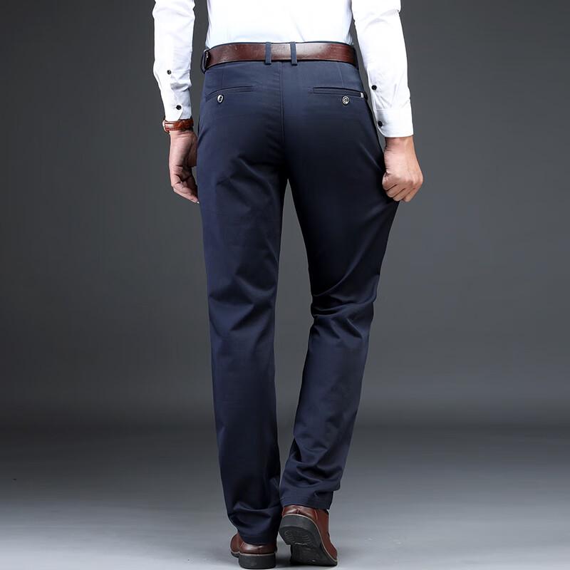 Fengxun Men's Autumn/Winter Stretch Straight Business Casual Pants