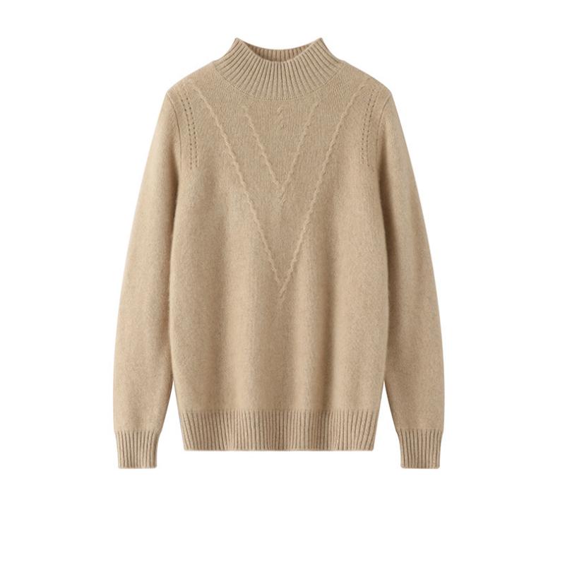Plus Size Solid Half Turtleneck Sweater, Casual Long Sleeve Pullover Top for Fall & Winter, Women's Plus Size Clothing