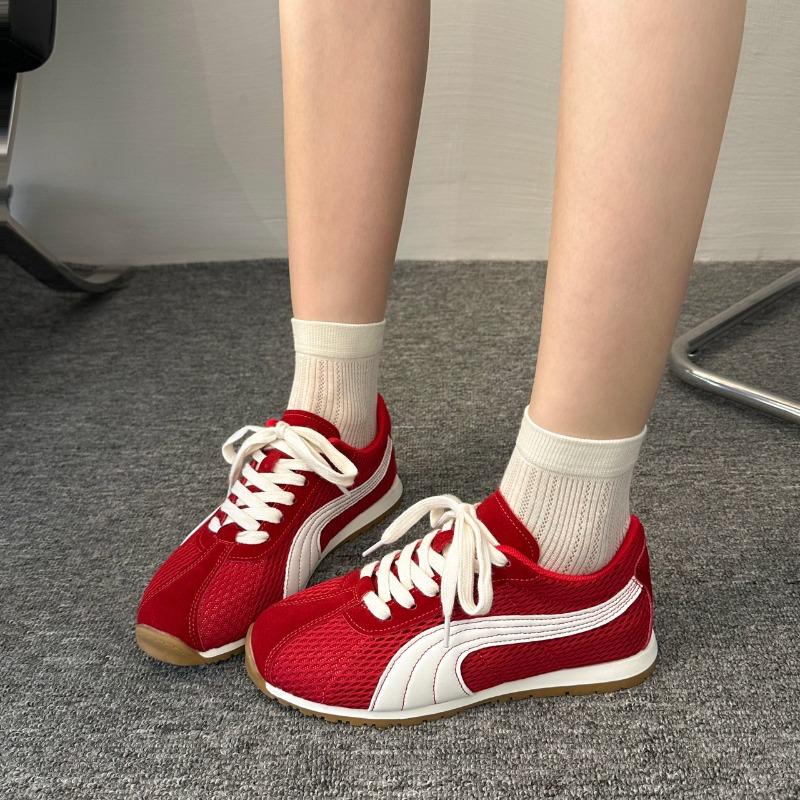 Fashion Shoes Female 2025 Brand Lace-up Women's Vulcanize Shoes Fashion Color Matching Casual New Mesh Comfortable Breathable Sneakers