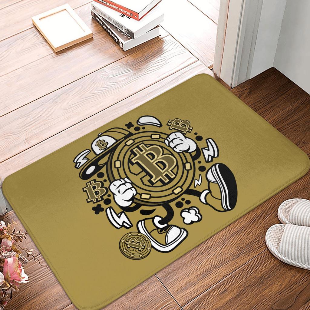 Bitcoin Cryptocurrency Crypto Digital Code Doormat Mat Anti-Slip BTC Blockchain Bath Kitchen Garage Rug Carpet 40*60cm