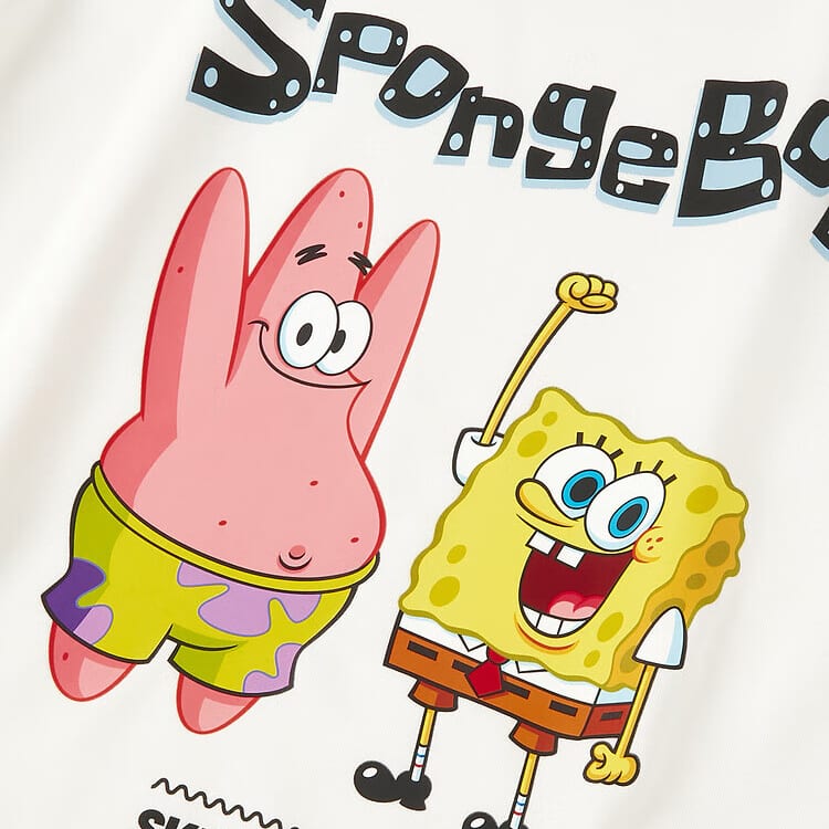 Skechers SpongeBob SquarePants Sweatshirts Unisex Marshmallow White/0074 Hooded Moderate Regular L321U207-0074