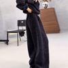 Plus Size Women's Color Block Hoodie & Wide Leg Pants Set for Spring/Autumn