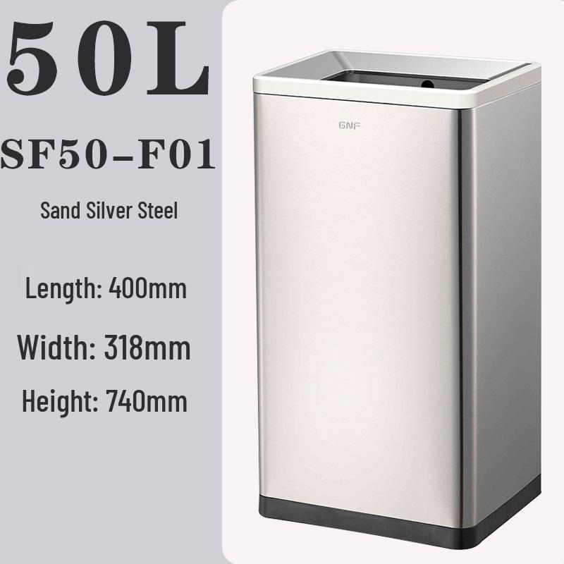 50L Stainless Steel Commercial Trash Can with Large Foot Pedal for Hotels and Shopping Malls