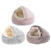 Fluffy Cat Cave Bed Round Warm Plush Cat Bed with Non-Slip Bottom Washable Covered Pet Calming Bed for Indoor Cats Small Dogs