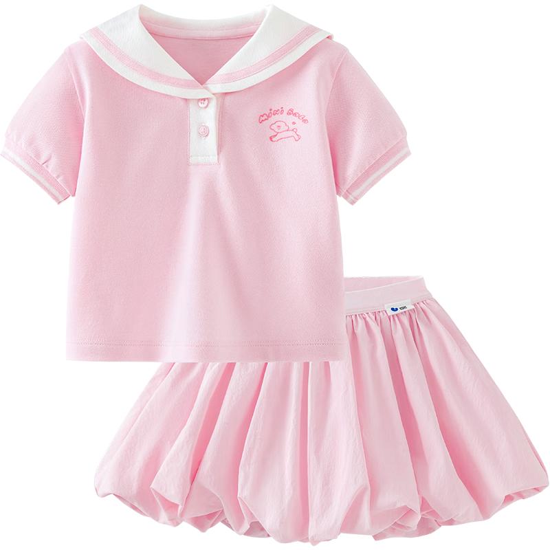 Minibala Girls College Style T-shirt & Skirt Summer Set L